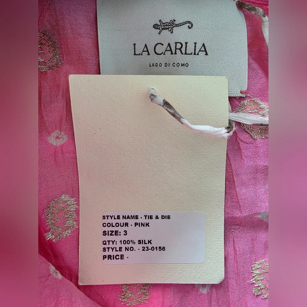 NWT La Carlia Bright Pink Silk Dress - Picture 10 of 10